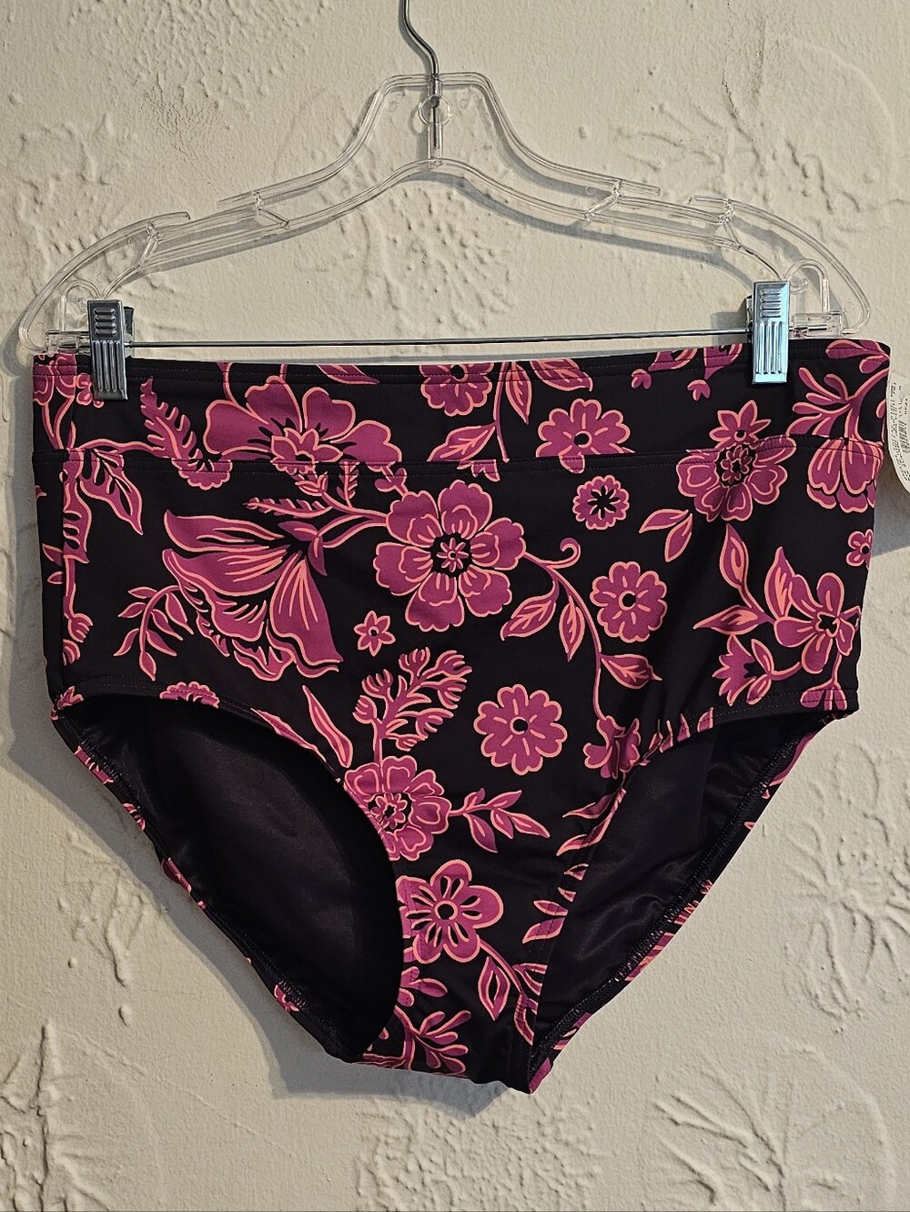 Lands' End Bikini Swim Bottom Purple Floral NWT Size 14